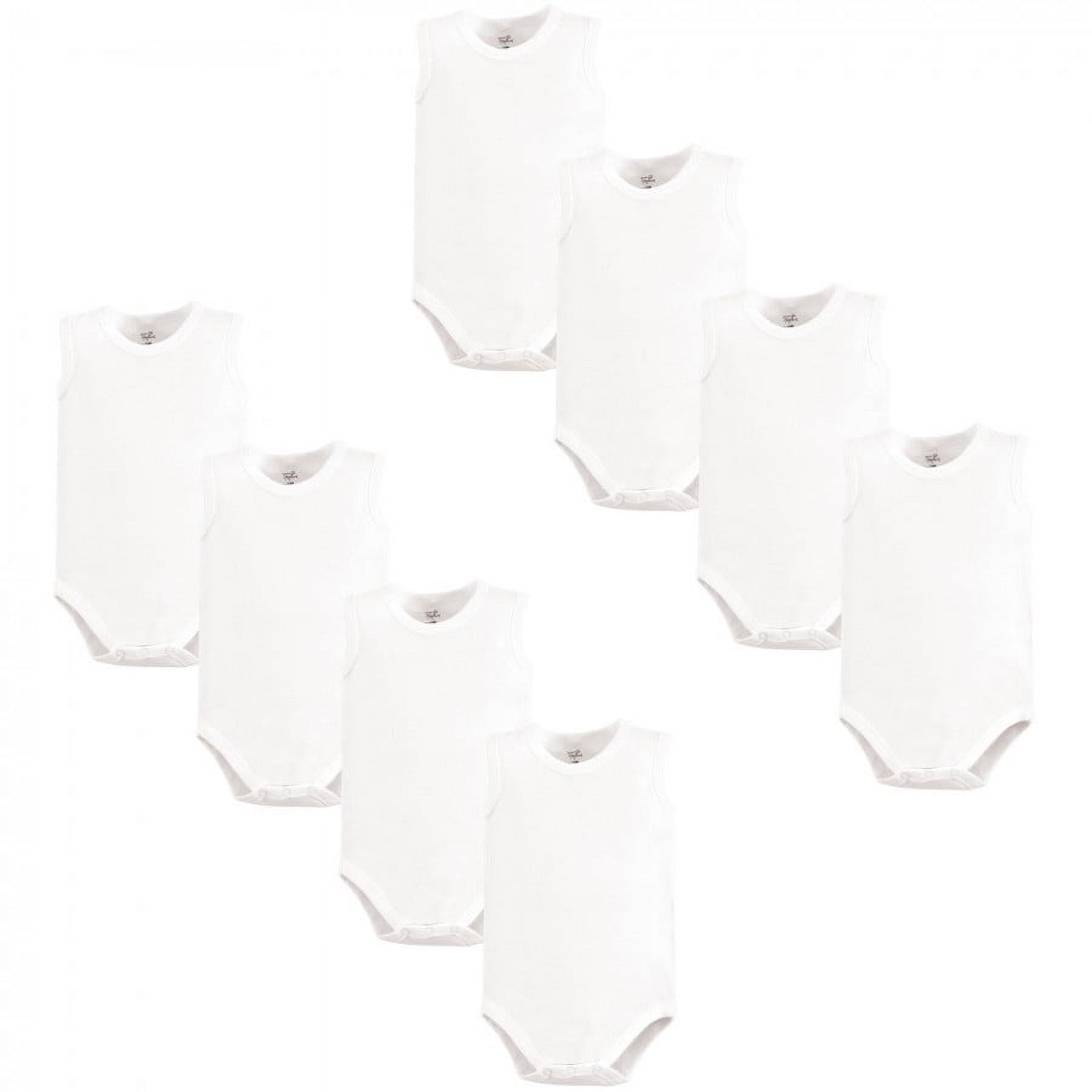 Organic Cotton Sleeveless Bodysuits 8pk, White, 0-3 Months